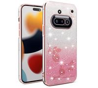 SEAHAI Case for Nothing Phone (3a), Cute Floral Flower Pattern Gradient Color Shining Clear Fashion Slim Soft Silicone TPU Bumper Ultra Thin Shockproof Girls Cover - Pink