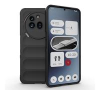 SEAHAI Case for Nothing Phone (3a) Pro, Sturdy Shockproof Case Soft Silicone Airbag Design Rubber Cover Heavy Duty Protection Ultra Thin Cover - Black