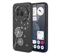 SEAHAI Case for Nothing Phone (3a) Pro, Ultra Thin Silky Soft Touch Liquid Silicone Cover with Cute Flowers and Animal Patterns, Shockproof TPU Bumper Stylish Case - Black S03