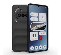 SEAHAI Case for Nothing Phone (3a), Sturdy Shockproof Case Soft Silicone Airbag Design Rubber Cover Heavy Duty Protection Ultra Thin Cover - Black