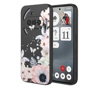 SEAHAI Case for Nothing Phone (3a), Ultra Thin Silky Soft Touch Liquid Silicone Cover with Cute Flowers and Animal Patterns, Shockproof TPU Bumper Stylish Case - Black S01