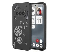 SEAHAI Case for Nothing Phone (3a), Ultra Thin Silky Soft Touch Liquid Silicone Cover with Cute Flowers and Animal Patterns, Shockproof TPU Bumper Stylish Case - Black S03