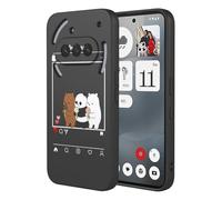 SEAHAI Case for Nothing Phone (3a), Ultra Thin Silky Soft Touch Liquid Silicone Cover with Cute Flowers and Animal Patterns, Shockproof TPU Bumper Stylish Case - Black S05