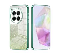 SEAHAI Case for OnePlus 12R 5G, Ultra Thin Transparent Gradient Color Shining Pattern Card Plating Design Shockproof TPU Bumper Soft Silicone Fashion Cover - Green
