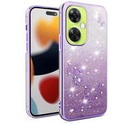 SEAHAI Case for OnePlus Nord CE 3 Lite 5G, Cute Floral Flower Pattern Gradient Color Shining Clear Fashion Slim Soft Silicone TPU Bumper Ultra Thin Shockproof Girls Cover - Purple