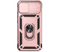 SEAHAI Case for OnePlus Nord CE 3 Lite 5G, Heavy Duty Hard Tough Silicone TPU Dual Layer Hybrid Shockproof Cover, with Slide Camera Cover and Ring Kickstand - Rose gold