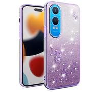 SEAHAI Case for OnePlus Nord CE 4 Lite 5G, Cute Floral Flower Pattern Gradient Color Shining Clear Fashion Slim Soft Silicone TPU Bumper Ultra Thin Shockproof Girls Cover - Purple
