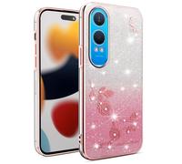SEAHAI Case for OnePlus Nord CE 4 Lite 5G, Cute Floral Flower Pattern Gradient Color Shining Clear Fashion Slim Soft Silicone TPU Bumper Ultra Thin Shockproof Girls Cover - Pink