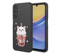 SEAHAI Case for OPPO A16 / OPPO A16s / OPPO A54s, Ultra Thin Silky Soft Touch Liquid Silicone Cover with Cute Flowers and Animal Patterns, Shockproof TPU Bumper Stylish Case - Black S10