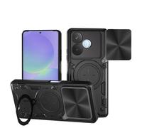 SEAHAI Case for OPPO A5 Pro 5G/4G, Ultra-thin Silicone TPU Shockproof Hybrid Hard PC Cool Style Cover, with Slide Camera Cover and Metal Ring Magnetic Kickstand - Black