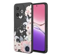 SEAHAI Case for OPPO A5 Pro 5G/4G, Ultra Thin Silky Soft Touch Liquid Silicone Cover with Cute Flowers and Animal Patterns, Shockproof TPU Bumper Stylish Case - Black S01