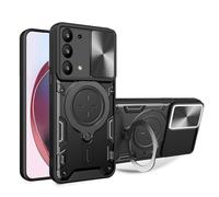SEAHAI Case for OPPO A74 5G / OPPO A54 5G, Ultra-thin Silicone TPU Shockproof Hybrid Hard PC Cool Style Cover, with Slide Camera Cover and Metal Ring Magnetic Kickstand - Black