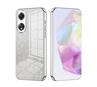 SEAHAI Case for OPPO A78 5G, Ultra Thin Transparent Gradient Color Shining Pattern Card Plating Design Shockproof TPU Bumper Soft Silicone Fashion Cover - Silver