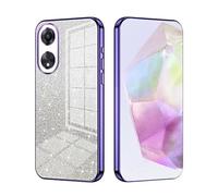 SEAHAI Case for OPPO A78 5G, Ultra Thin Transparent Gradient Color Shining Pattern Card Plating Design Shockproof TPU Bumper Soft Silicone Fashion Cover - Purple
