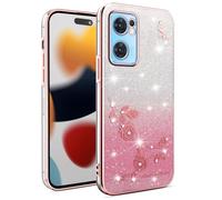 SEAHAI Case for OPPO Find X5 Lite 5G, Cute Floral Flower Pattern Gradient Color Shining Clear Fashion Slim Soft Silicone TPU Bumper Ultra Thin Shockproof Girls Cover - Pink