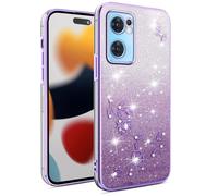 SEAHAI Case for OPPO Find X5 Lite 5G, Cute Floral Flower Pattern Gradient Color Shining Clear Fashion Slim Soft Silicone TPU Bumper Ultra Thin Shockproof Girls Cover - Purple