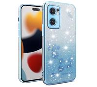 SEAHAI Case for OPPO Find X5 Lite 5G, Cute Floral Flower Pattern Gradient Color Shining Clear Fashion Slim Soft Silicone TPU Bumper Ultra Thin Shockproof Girls Cover - Blue