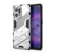 SEAHAI Case for OPPO Find X5, Ultra-thin Protective Silicone TPU Shockproof Hybrid Hard PC Back Phone Cover, with Foldable Hidden Form Bracket - White