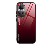 SEAHAI Case for OPPO Reno 10 5G / OPPO Reno 10 Pro 5G, Ultra Thin Gradient Color Tempered Glass Hard Back & Soft Silicone TPU Bumper Hybrid Shockproof Cover, Elegant Red
