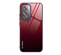 SEAHAI Case for OPPO Reno 12 Pro 5G, Ultra Thin Gradient Color Tempered Glass Hard Back & Soft Silicone TPU Bumper Hybrid Shockproof Cover, Elegant Red