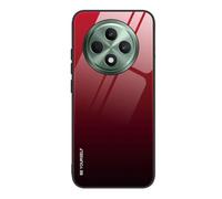 SEAHAI Case for OPPO Reno 12F 4G / OPPO Reno 12 FS 5G (Reno12 F 5G), Ultra Thin Gradient Color Tempered Glass Hard Back & Soft Silicone TPU Bumper Hybrid Shockproof Cover, Elegant Red