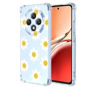 SEAHAI Case for OPPO Reno 12F 4G / OPPO Reno 12 FS 5G (Reno12 F 5G), Ultra Thin Soft Silicone Clear Back TPU Bumper Shockproof Cover Fashion Flowers Graphic Colorful Skin Slim Case - Smiley flower