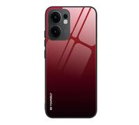 SEAHAI Case for OPPO Reno 13 FS (OPPO Reno 13F 5G/4G), Ultra Thin Gradient Color Tempered Glass Hard Back & Soft Silicone TPU Bumper Hybrid Shockproof Cover, Elegant Red