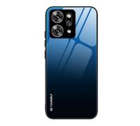 SEAHAI Case for OPPO Reno 14 FS (OPPO Reno 14F 5G/4G), Ultra Thin Gradient Color Tempered Glass Hard Back & Soft Silicone TPU Bumper Hybrid Shockproof Cover, Elegant Blue