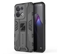 SEAHAI Case for OPPO Reno 8 5G (Reno8 5G), Ultra-thin Protective Silicone TPU Shockproof Hybrid Hard PC Back Phone Cover, with Foldable Hidden Form Bracket - Black