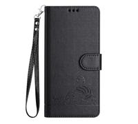 SEAHAI Case for Oukitel C1 / Oukitel C1 Pro, Cute Cat Pattern Premium PU Leather Wallet Shockproof Flip Cover with Kickstand/Credit Card Slots/RFID Blocking/Magnetic Close, Black