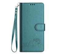 SEAHAI Case for Oukitel C1 / Oukitel C1 Pro, Cute Cat Pattern Premium PU Leather Wallet Shockproof Flip Cover with Kickstand/Credit Card Slots/RFID Blocking/Magnetic Close, Dark Green