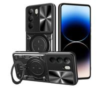 SEAHAI Case for Realme 14X 5G / Realme C75 4G, Ultra-thin Silicone TPU Shockproof Hybrid Hard PC Cool Style Cover, with Slide Camera Cover and Metal Ring Magnetic Kickstand - Black