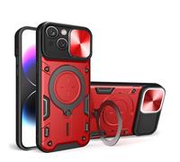 SEAHAI Case for Realme 16 Pro 5G, Ultra-thin Silicone TPU Shockproof Hybrid Hard PC Cool Style Cover, with Slide Camera Cover and Metal Ring Magnetic Kickstand - Red
