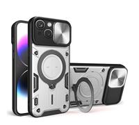 SEAHAI Case for Realme 16 Pro+ Plus 5G, Ultra-thin Silicone TPU Shockproof Hybrid Hard PC Cool Style Cover, with Slide Camera Cover and Metal Ring Magnetic Kickstand - Silvery