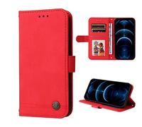 SEAHAI Case for Realme GT 6 5G / Realme GT 6T 5G Leather PU Wallet Folio Stand Cover, Ultra-thin Shockproof Case Kickstand with Credit Card Slots TPU Shell Magnetic Close - Red