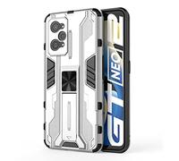 SEAHAI Case for Realme GT Neo 3T 5G/Realme GT 2 5G/Realme GT Neo 2, Ultra-thin Protective Silicone TPU Shockproof Hybrid Hard PC Back Phone Cover, with Foldable Hidden Form Bracket - White