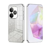 SEAHAI Case for Realme Note 50 / Realme C53 / Realme C51, Ultra Thin Transparent Gradient Color Shining Pattern Card Plating Design Shockproof TPU Bumper Soft Silicone Fashion Cover - Silver