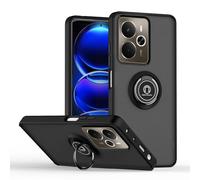 SEAHAI Case for Realme P3 5G/Realme 14 5G/Realme 14T 5G, Ultra Thin Hard Translucent PC Matte Back Soft TPU Silicone Dual Layer Hybrid Shockproof Cover, with Ring Holder Kickstand, Black