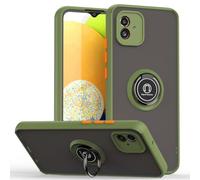 SEAHAI Case for Samsung Galaxy A05, Ultra Thin Hard Translucent PC Matte Back Soft TPU Silicone Dual Layer Hybrid Shockproof Cover, with Ring Holder Kickstand, Army green