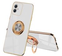 SEAHAI Case for Samsung Galaxy A06 4G, Ultra Thin TPU Bumper Shockproof Soft Cover Electroplating Phnom Penh Design Silicone Skin Slim Case with 360 Degree Ring Kickstand, White