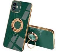 SEAHAI Case for Samsung Galaxy A06 4G, Ultra Thin TPU Bumper Shockproof Soft Cover Electroplating Phnom Penh Design Silicone Skin Slim Case with 360 Degree Ring Kickstand, Dark green