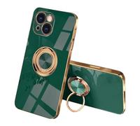 SEAHAI Case for Samsung Galaxy A07 4G, Ultra Thin TPU Bumper Shockproof Soft Cover Electroplating Phnom Penh Design Silicone Skin Slim Case with 360 Degree Ring Kickstand, Dark green