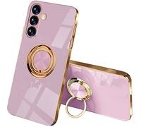 SEAHAI Case for Samsung Galaxy A13 5G / Samsung Galaxy A04S, Ultra Thin TPU Bumper Shockproof Soft Cover Electroplating Phnom Penh Design Silicone Case with 360 Degree Ring Kickstand, Purple