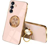 SEAHAI Case for Samsung Galaxy A14 4G, Ultra Thin TPU Bumper Shockproof Soft Cover Electroplating Phnom Penh Design Silicone Skin Slim Case with 360 Degree Ring Kickstand, Pink