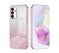SEAHAI Case for Samsung Galaxy A16 5G/4G, Ultra Thin Transparent Gradient Color Shining Pattern Card Plating Design Shockproof TPU Bumper Soft Silicone Fashion Cover - Pink