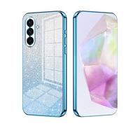 SEAHAI Case for Samsung Galaxy A17 5G/4G, Ultra Thin Transparent Gradient Color Shining Pattern Card Plating Design Shockproof TPU Bumper Soft Silicone Fashion Cover - Blue