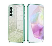SEAHAI Case for Samsung Galaxy A17 5G/4G, Ultra Thin Transparent Gradient Color Shining Pattern Card Plating Design Shockproof TPU Bumper Soft Silicone Fashion Cover - Green