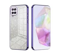 SEAHAI Case for Samsung Galaxy A22 5G, Ultra Thin Transparent Gradient Color Shining Pattern Card Plating Design Shockproof TPU Bumper Soft Silicone Fashion Cover - Purple