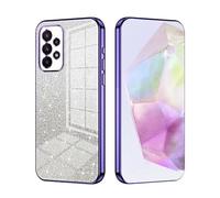 SEAHAI Case for Samsung Galaxy A23 5G/4G, Ultra Thin Transparent Gradient Color Shining Pattern Card Plating Design Shockproof TPU Bumper Soft Silicone Fashion Cover - Purple