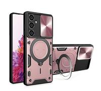 SEAHAI Case for Samsung Galaxy A25 5G, Ultra-thin Silicone TPU Shockproof Hybrid Hard PC Cool Style Cover, with Slide Camera Cover and Metal Ring Magnetic Kickstand - Rose gold